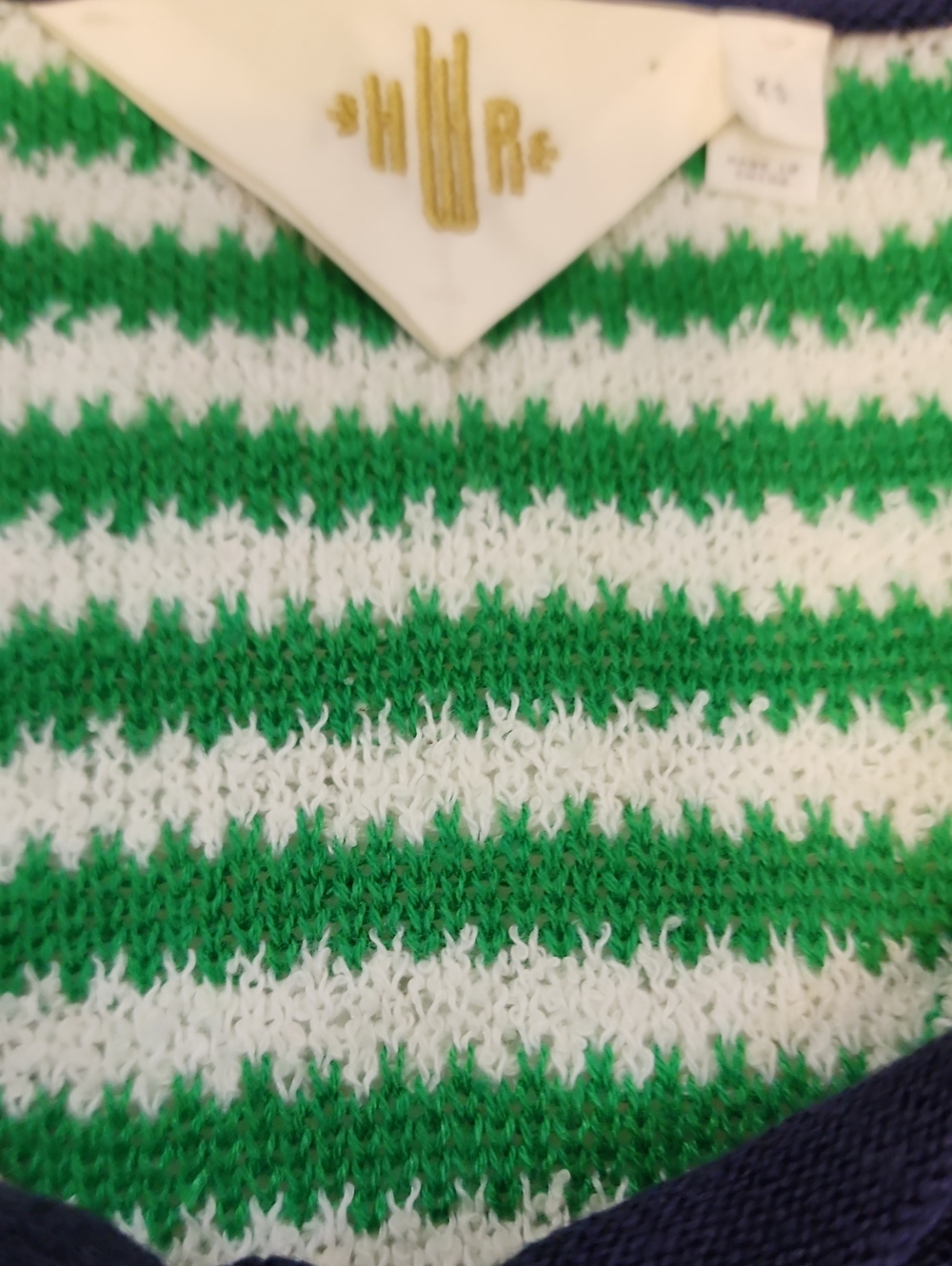 Anthropologie Green and White Striped Crewneck Sweater